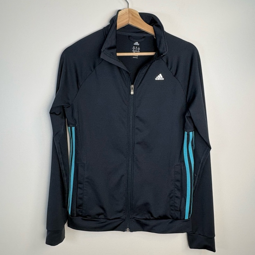 Adidas Women’s Navy Climalite Full Zip Track Jacket, Size Small, Leisure